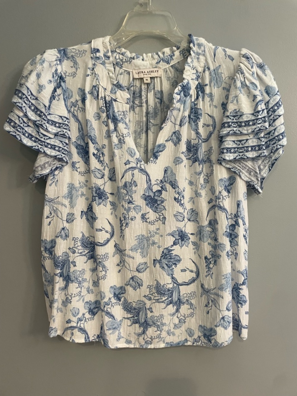 Laura Ashley White Toile Floral Printed Blouse - Picture 3 of 8